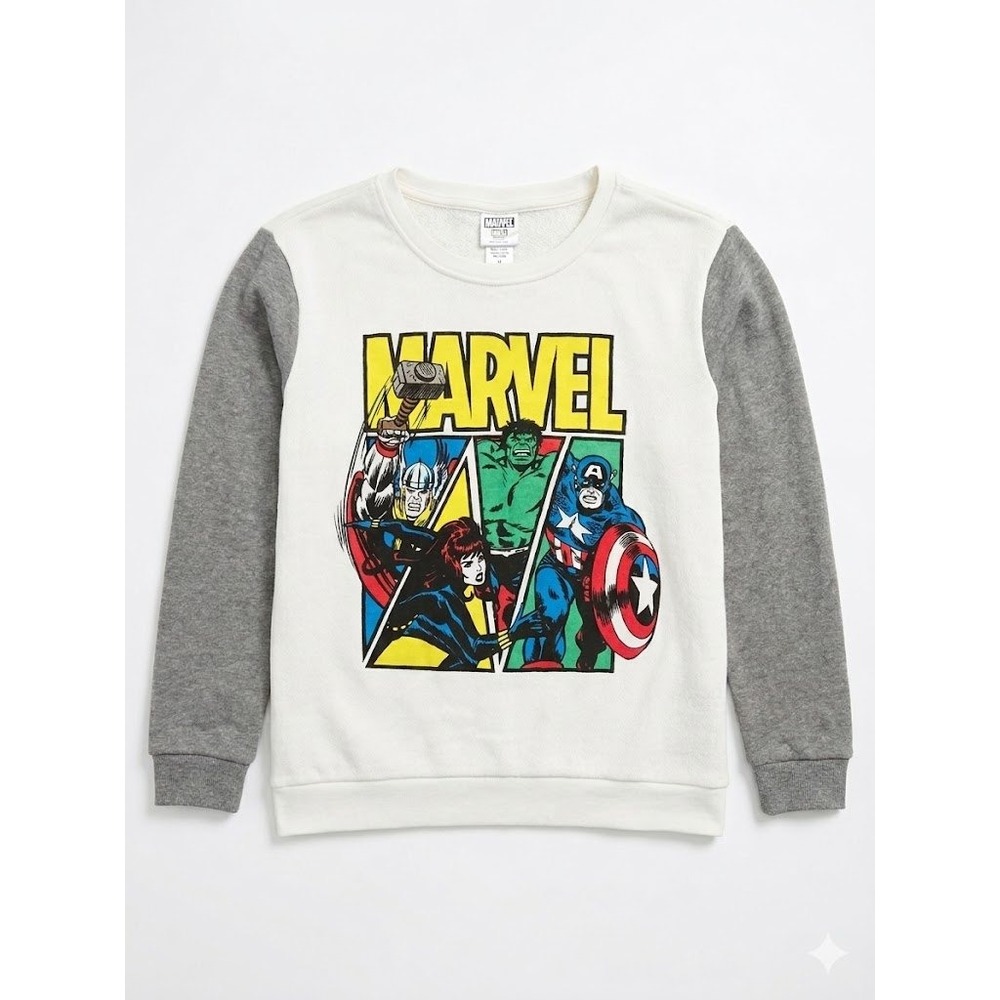 Marvel Avengers Graphic Sweatshirt White Gray Pullover Medium